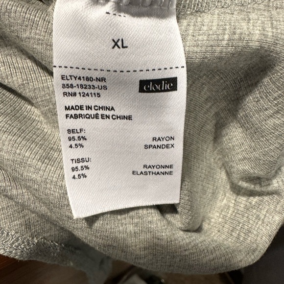 Elodie Women's Gray Stretch Long-Sleeve Ribbed Henley Bodysuit Size XLarge NWT - Picture 4 of 4